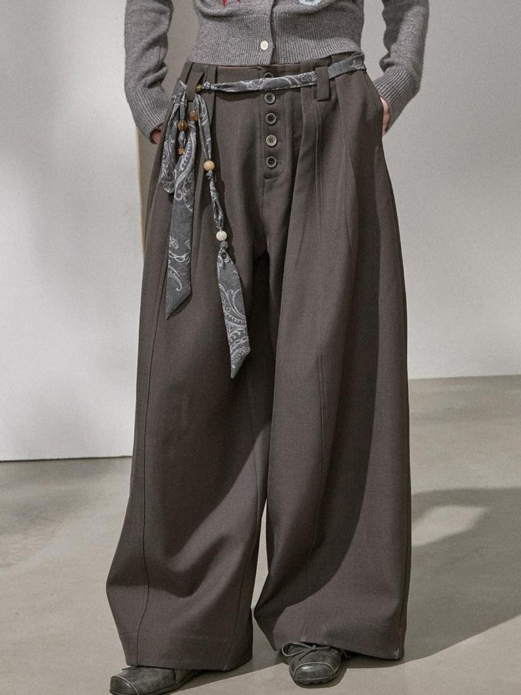 DIDDI MODA Flowy Button Pleated Cargo Women&