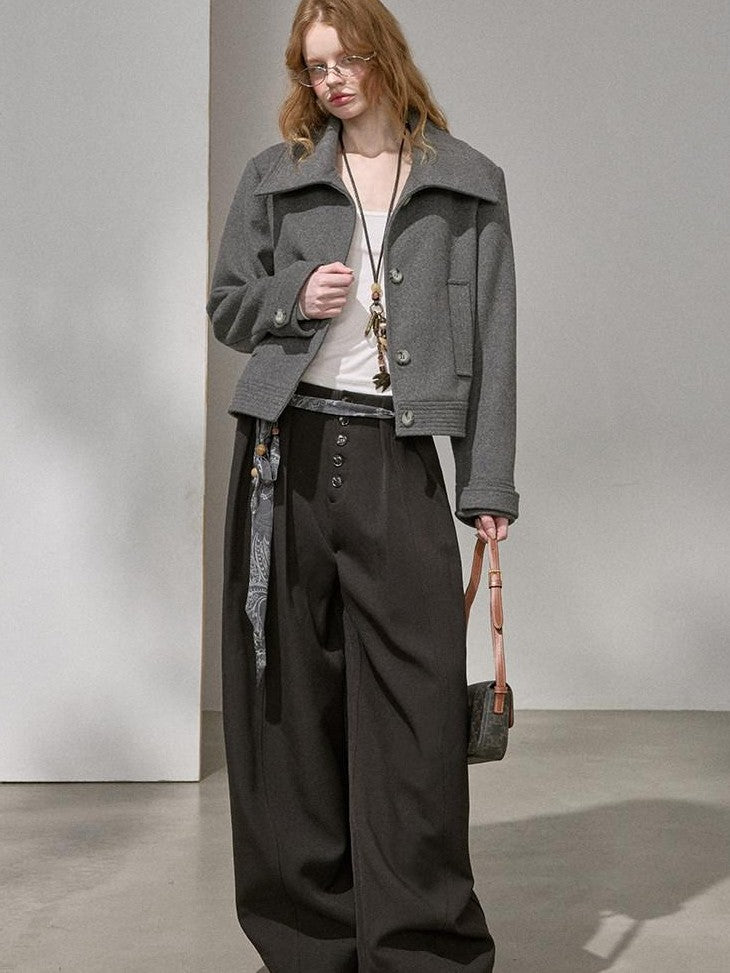 DIDDI MODA Flowy Button Pleated Cargo Women&
