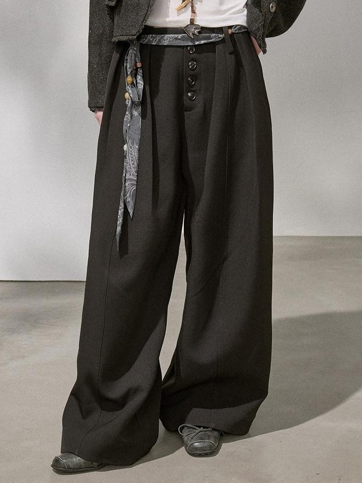 DIDDI MODA Flowy Button Pleated Cargo Women&