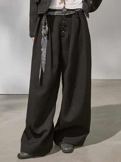 DIDDI MODA Flowy Button Pleated Cargo Women&