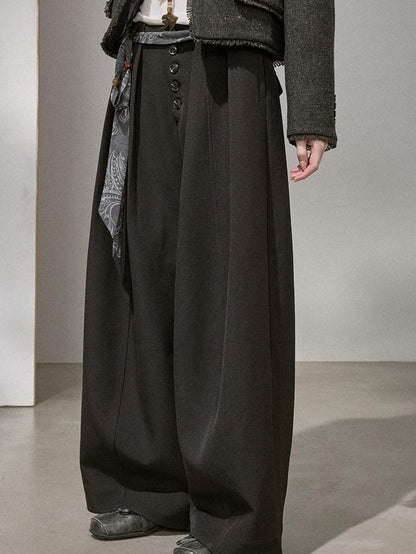 DIDDI MODA Flowy Button Pleated Cargo Women&