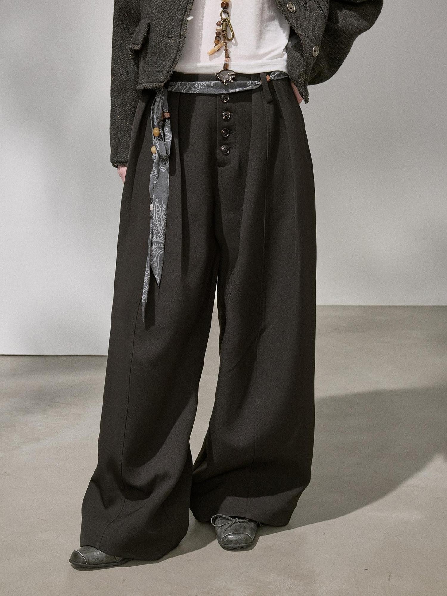 DIDDI MODA Flowy Button Pleated Cargo Women&