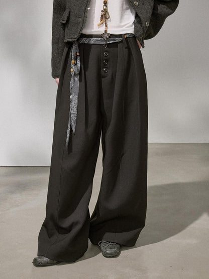 DIDDI MODA Flowy Button Pleated Cargo Women&