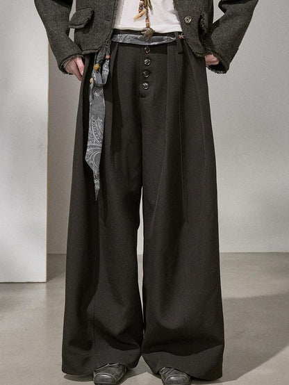 DIDDI MODA Flowy Button Pleated Cargo Women&