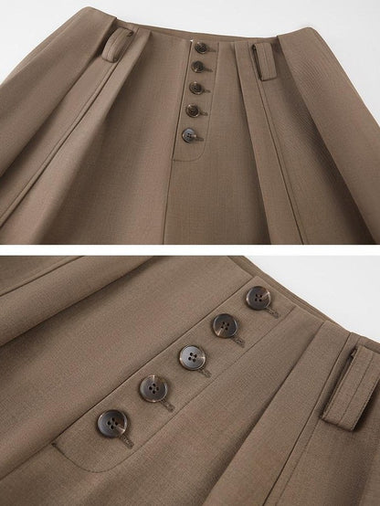 DIDDI MODA Flowy Button Pleated Cargo Women&