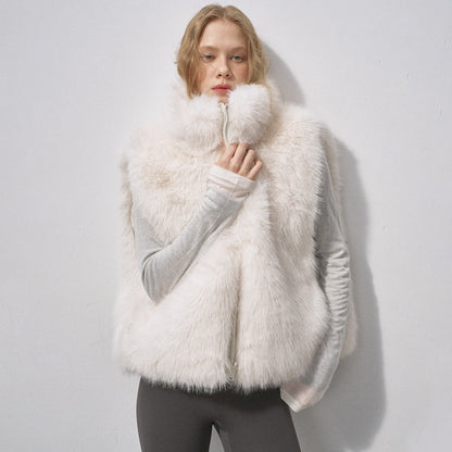 DIDDI_MODA_Fluffy_Eco_Faux_Fur_Two_Way_U_Neck_Single_Breasted_Women&