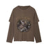 DIDDI_MODA_Forest_Deer_Print_Layered_Shoulder_Drop_Loose_Women&