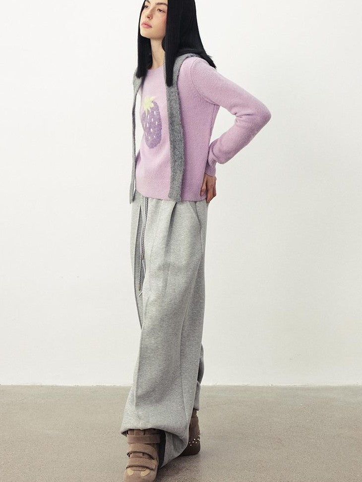 DIDDI MODA Fruit Jacquard Cropped Crew Neck Women&