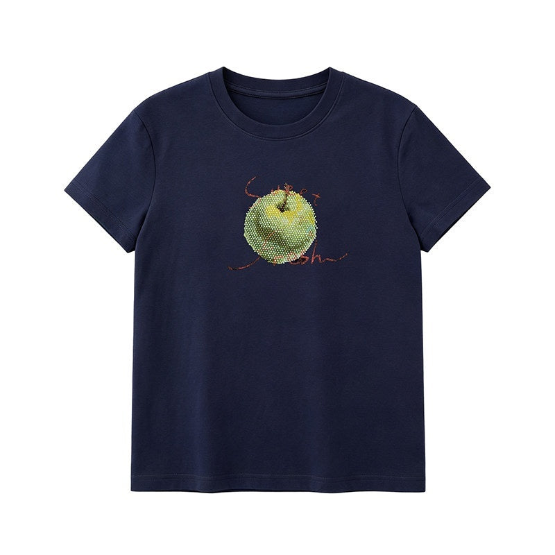 DIDDI_MODA_Fruit_Rhinestone_Crew_Neck_Slim_Fit_Women&