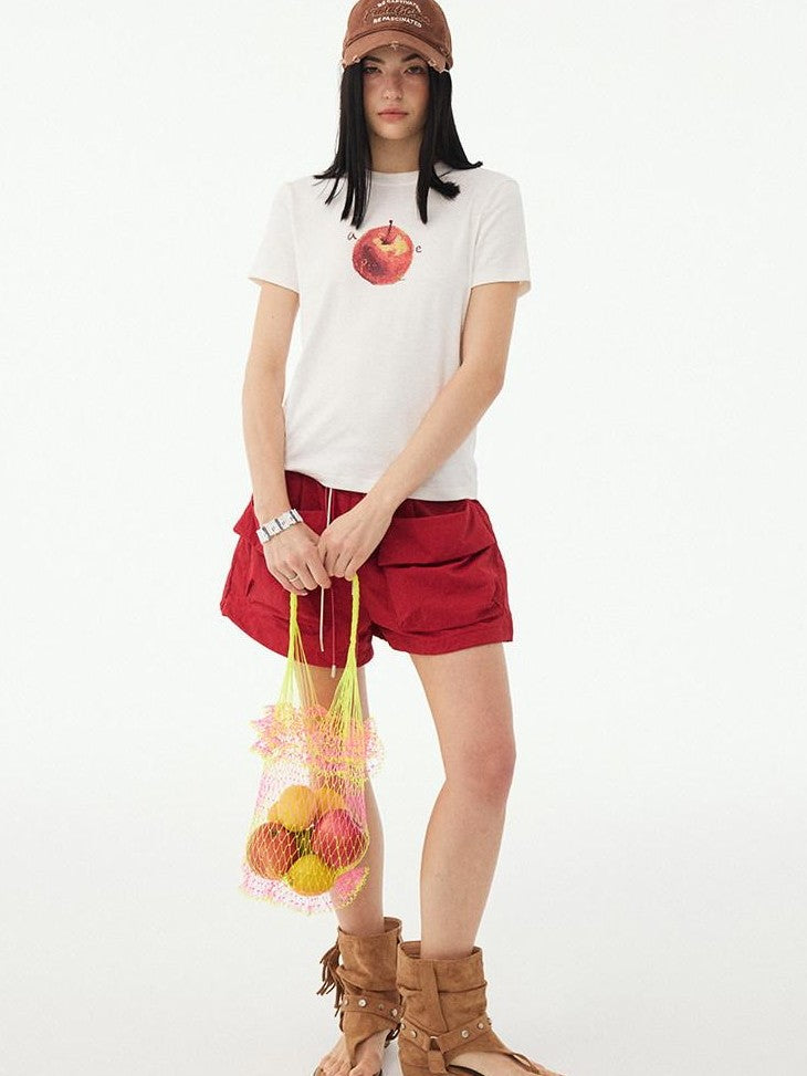 DIDDI MODA Fruit Rhinestone Crew Neck Slim Fit Women&