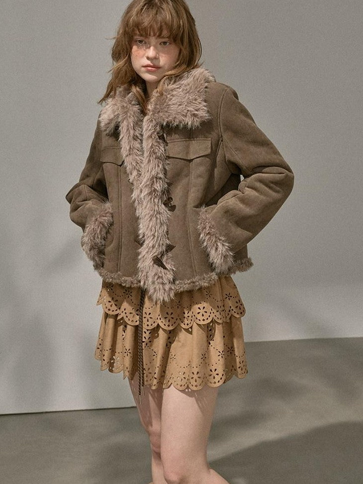 DIDDI MODA Fuzzy Patchwork Straight Street Style Women&