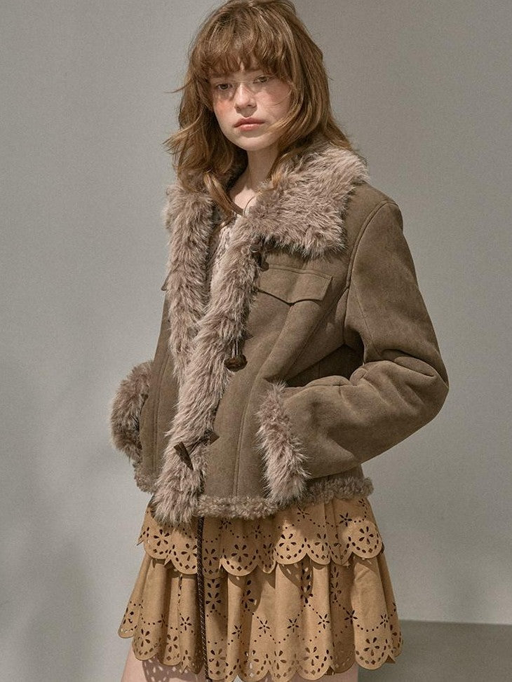 DIDDI MODA Fuzzy Patchwork Straight Street Style Women&