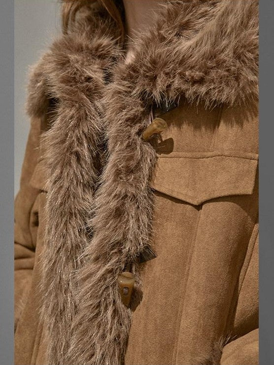 DIDDI MODA Fuzzy Patchwork Straight Street Style Women&