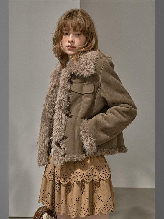 DIDDI MODA Fuzzy Patchwork Straight Street Style Women&