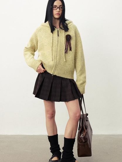 DIDDI MODA Fuzzy Wool Blend Hooded Short Women&