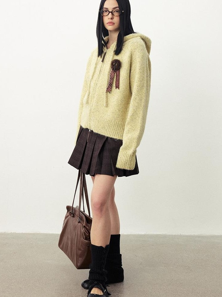 DIDDI MODA Fuzzy Wool Blend Hooded Short Women&