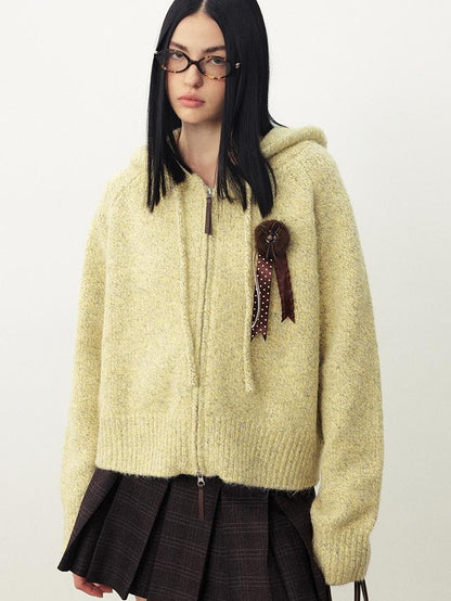 DIDDI MODA Fuzzy Wool Blend Hooded Short Women&