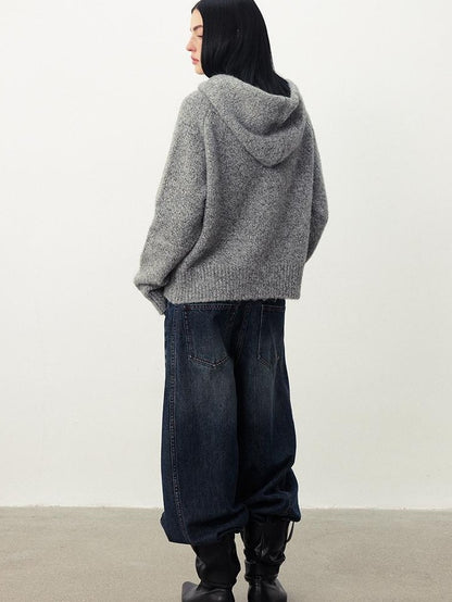DIDDI MODA Fuzzy Wool Blend Hooded Short Women&