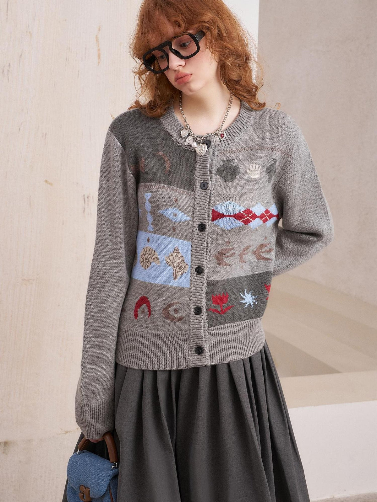 DIDDI MODA Geometric Fair Isle Embroidered Patchwork Women&