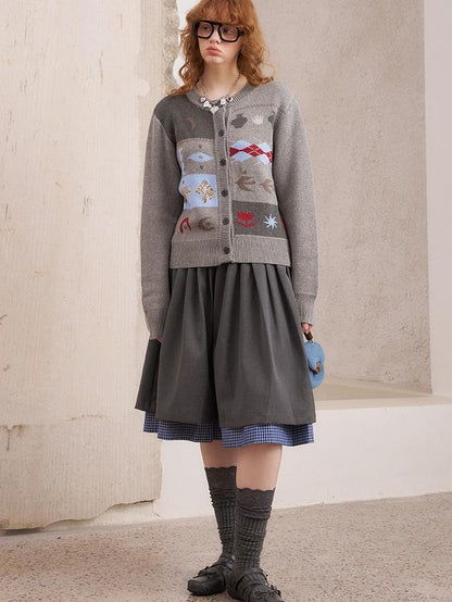 DIDDI MODA Geometric Fair Isle Embroidered Patchwork Women&