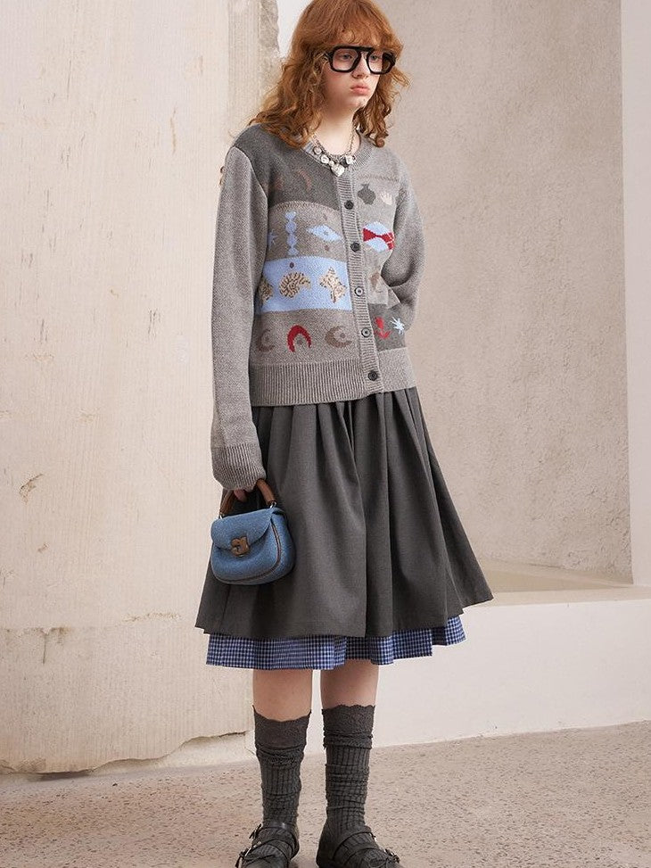 DIDDI MODA Geometric Fair Isle Embroidered Patchwork Women&