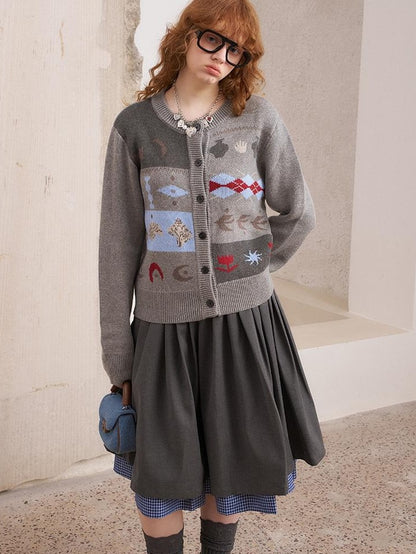 DIDDI MODA Geometric Fair Isle Embroidered Patchwork Women&