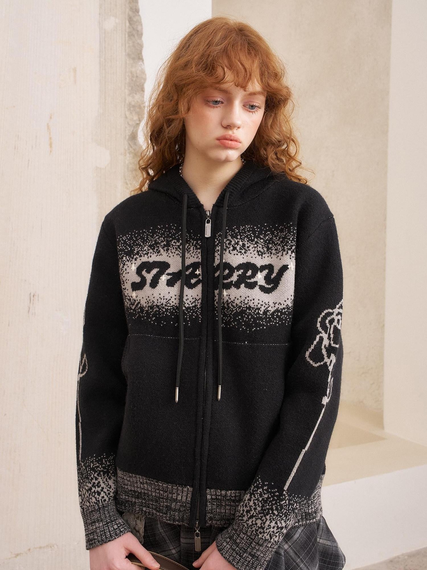DIDDI MODA Gradient Knit Hooded Loose Women&