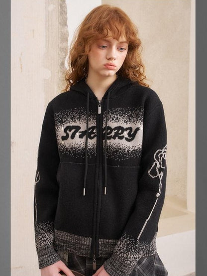 DIDDI MODA Gradient Knit Hooded Loose Women&