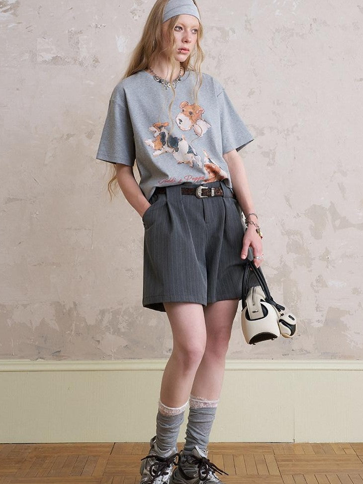 DIDDI MODA Gray And Khaki Printed Straight Leg Women&