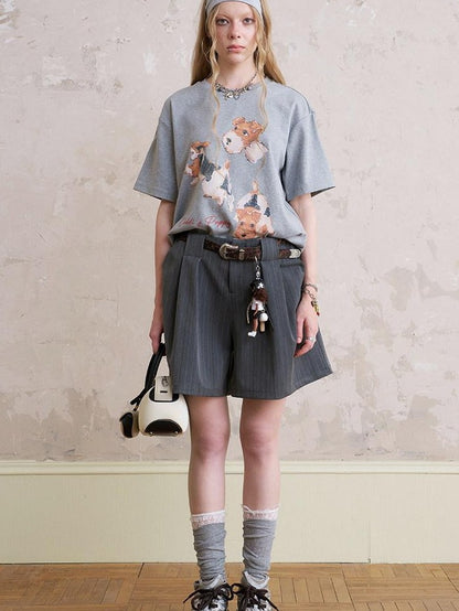 DIDDI MODA Gray And Khaki Printed Straight Leg Women&