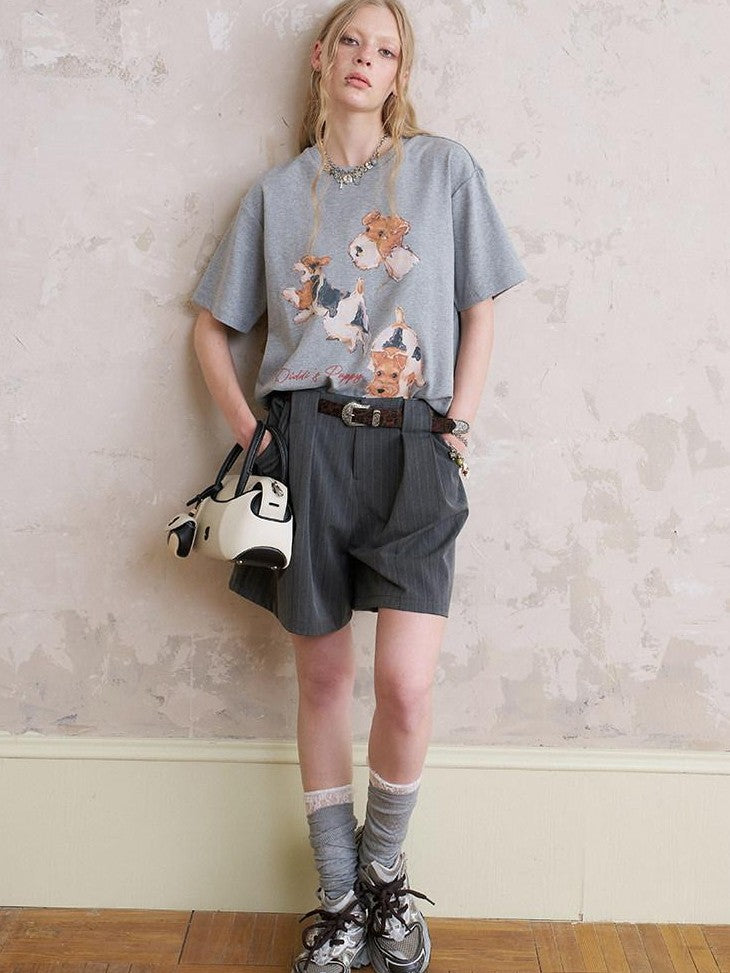 DIDDI MODA Gray And Khaki Printed Straight Leg Women&