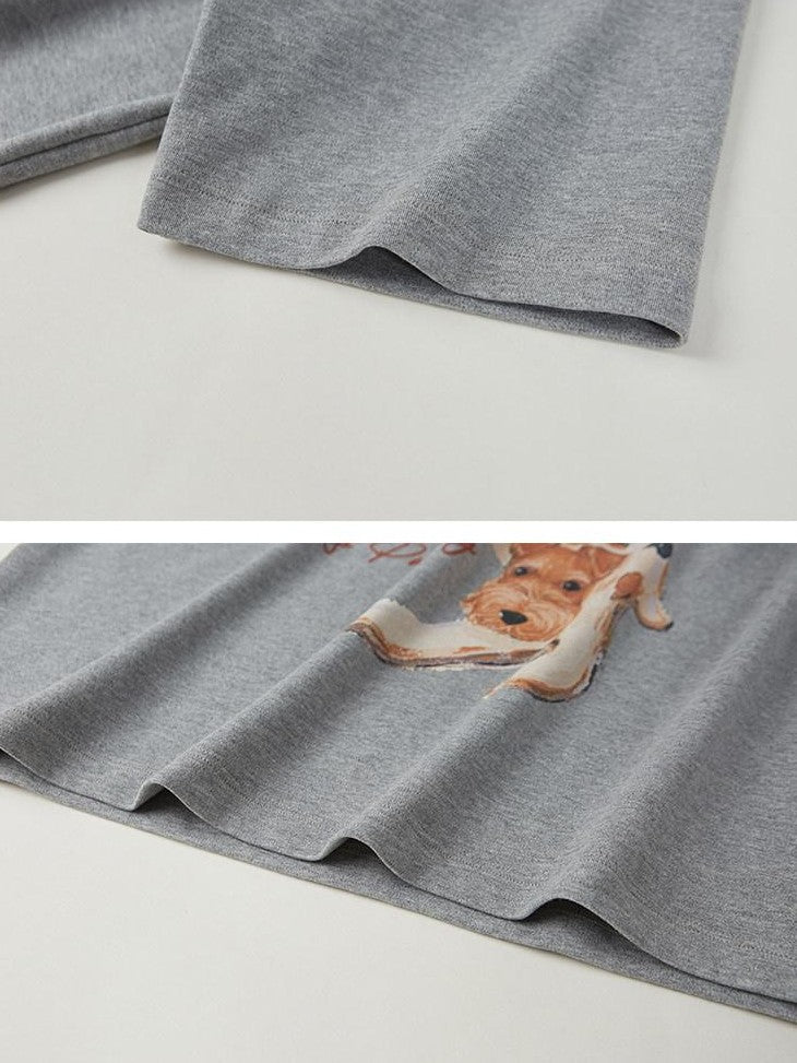 DIDDI MODA Gray And Khaki Printed Straight Leg Women&