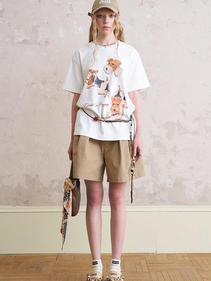DIDDI MODA Gray And Khaki Printed Straight Leg Women&