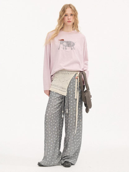 DIDDI MODA Gray Beaded Polka Dot Women&