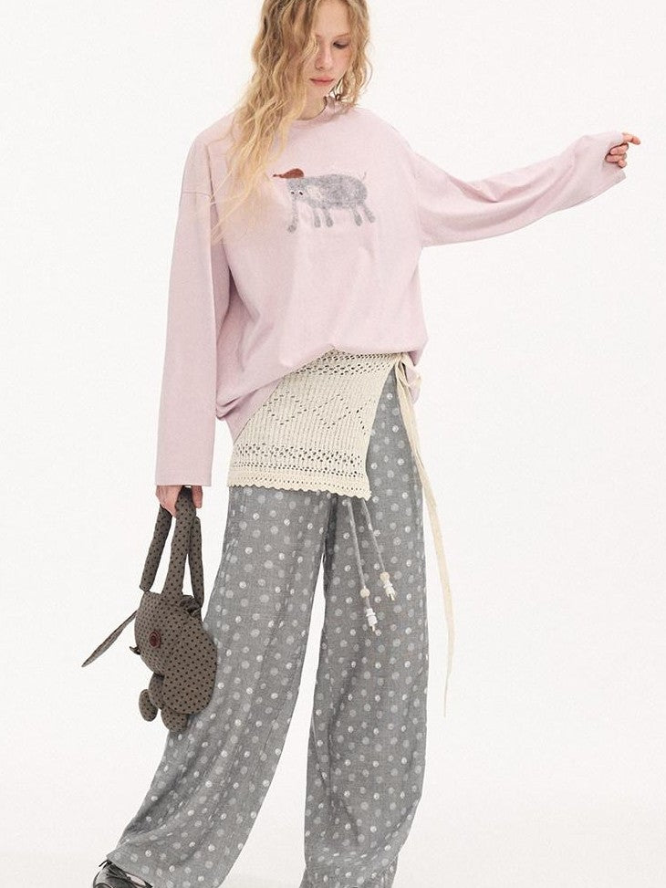 DIDDI MODA Gray Beaded Polka Dot Women&