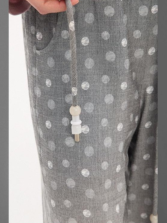 DIDDI MODA Gray Beaded Polka Dot Women&