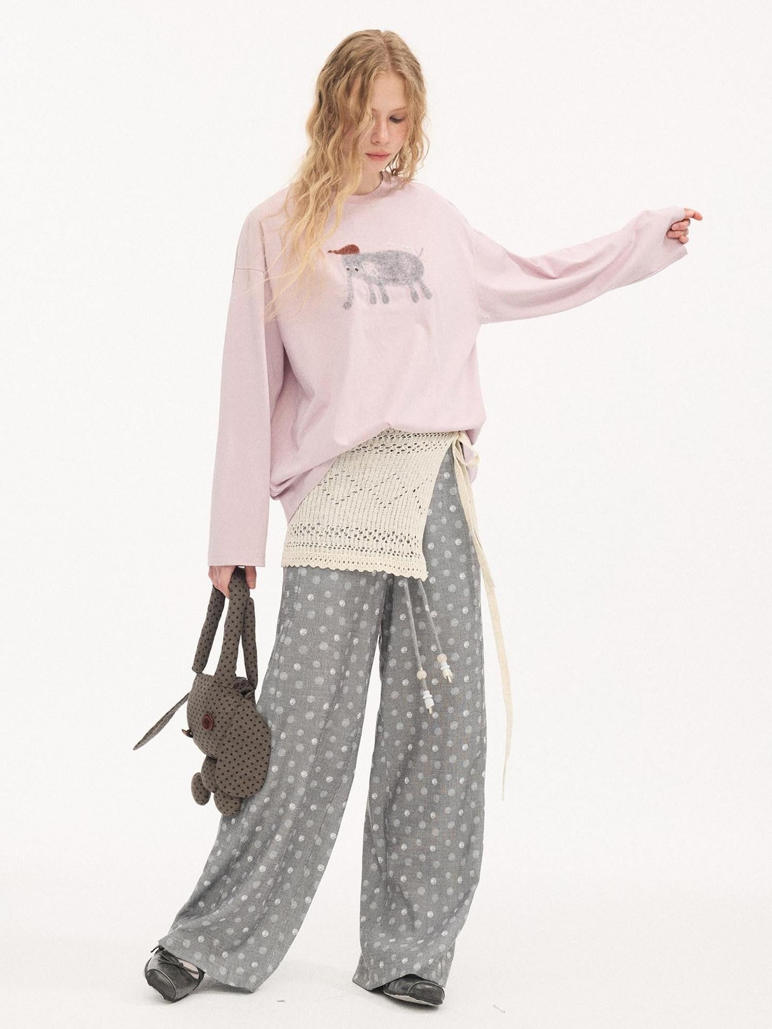 DIDDI MODA Gray Beaded Polka Dot Women&