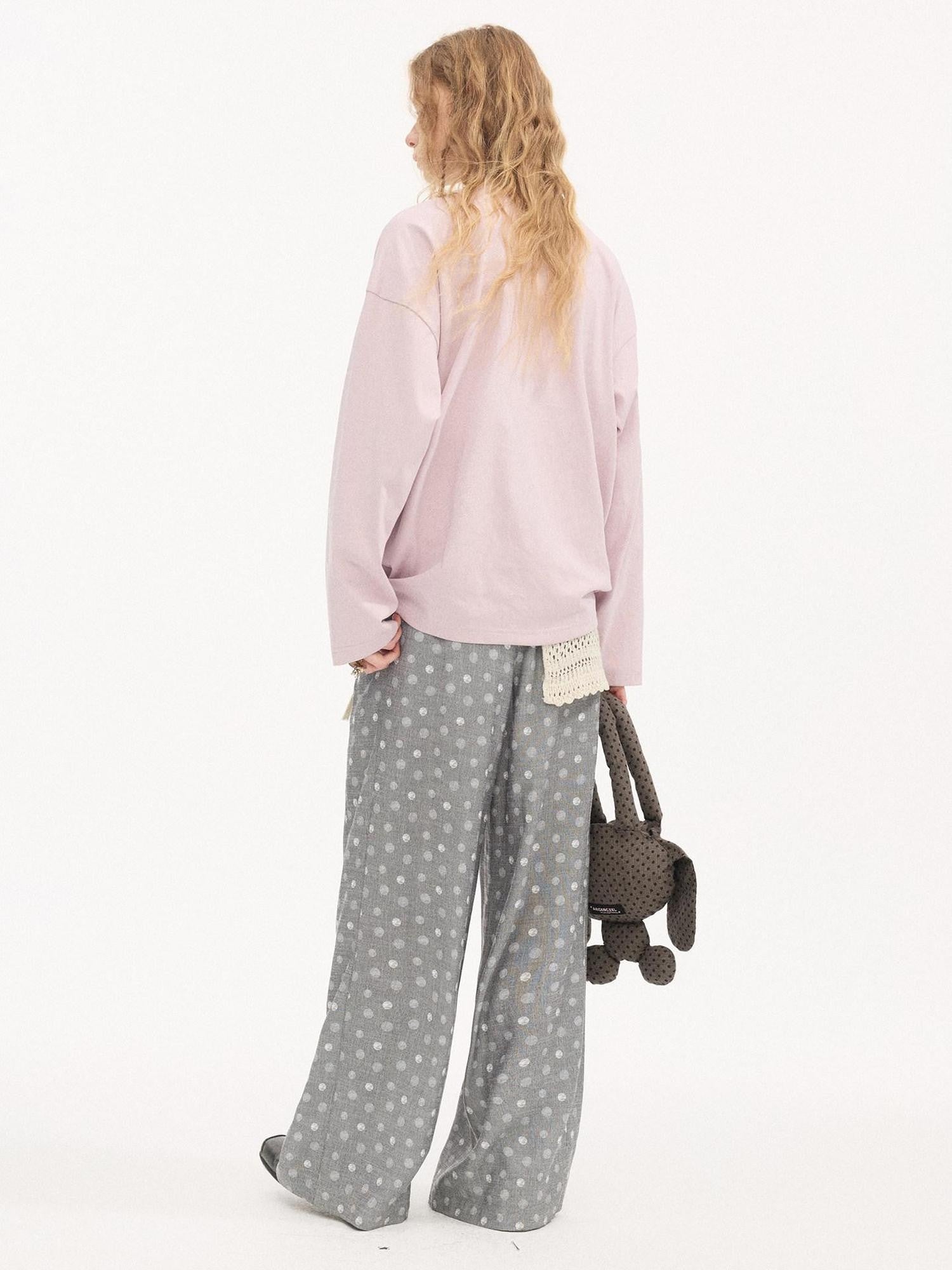 DIDDI MODA Gray Beaded Polka Dot Women&