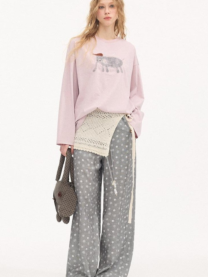 DIDDI MODA Gray Beaded Polka Dot Women&