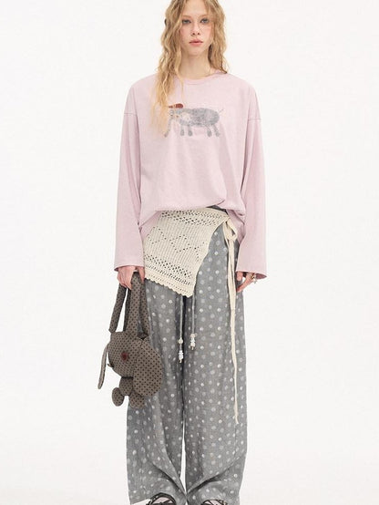 DIDDI MODA Gray Beaded Polka Dot Women&