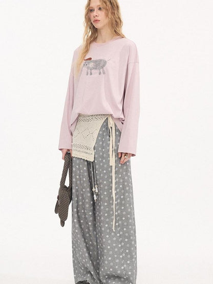 DIDDI MODA Gray Beaded Polka Dot Women&