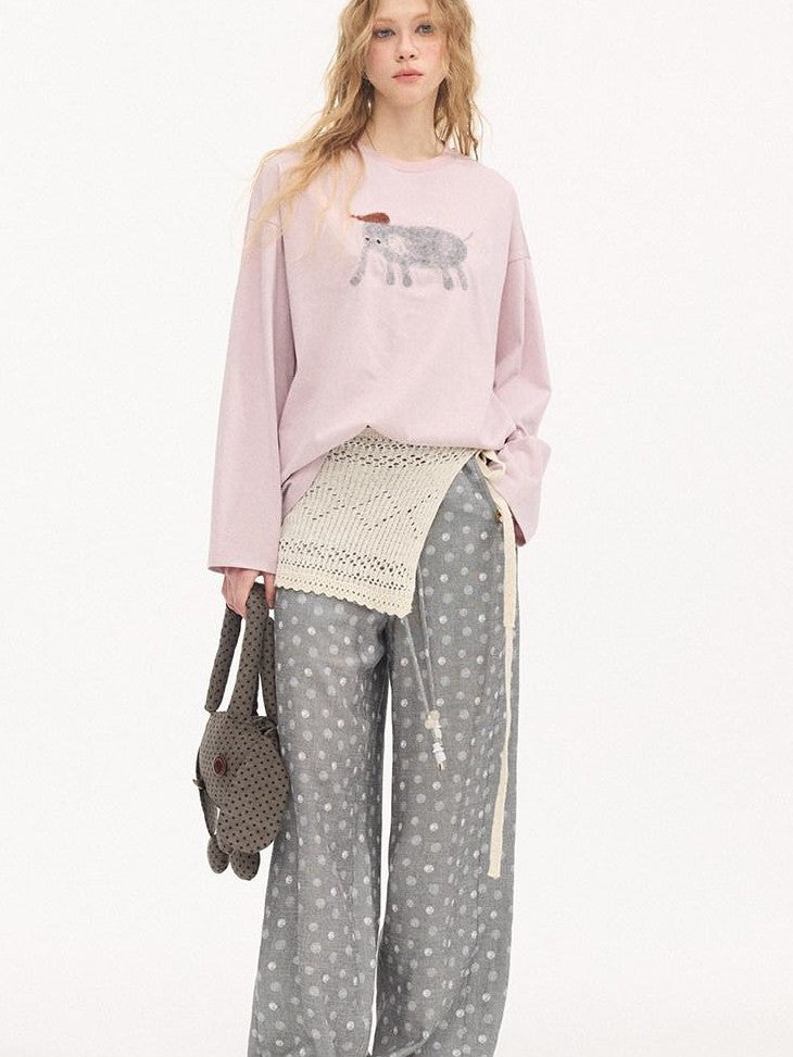 DIDDI MODA Gray Beaded Polka Dot Women&