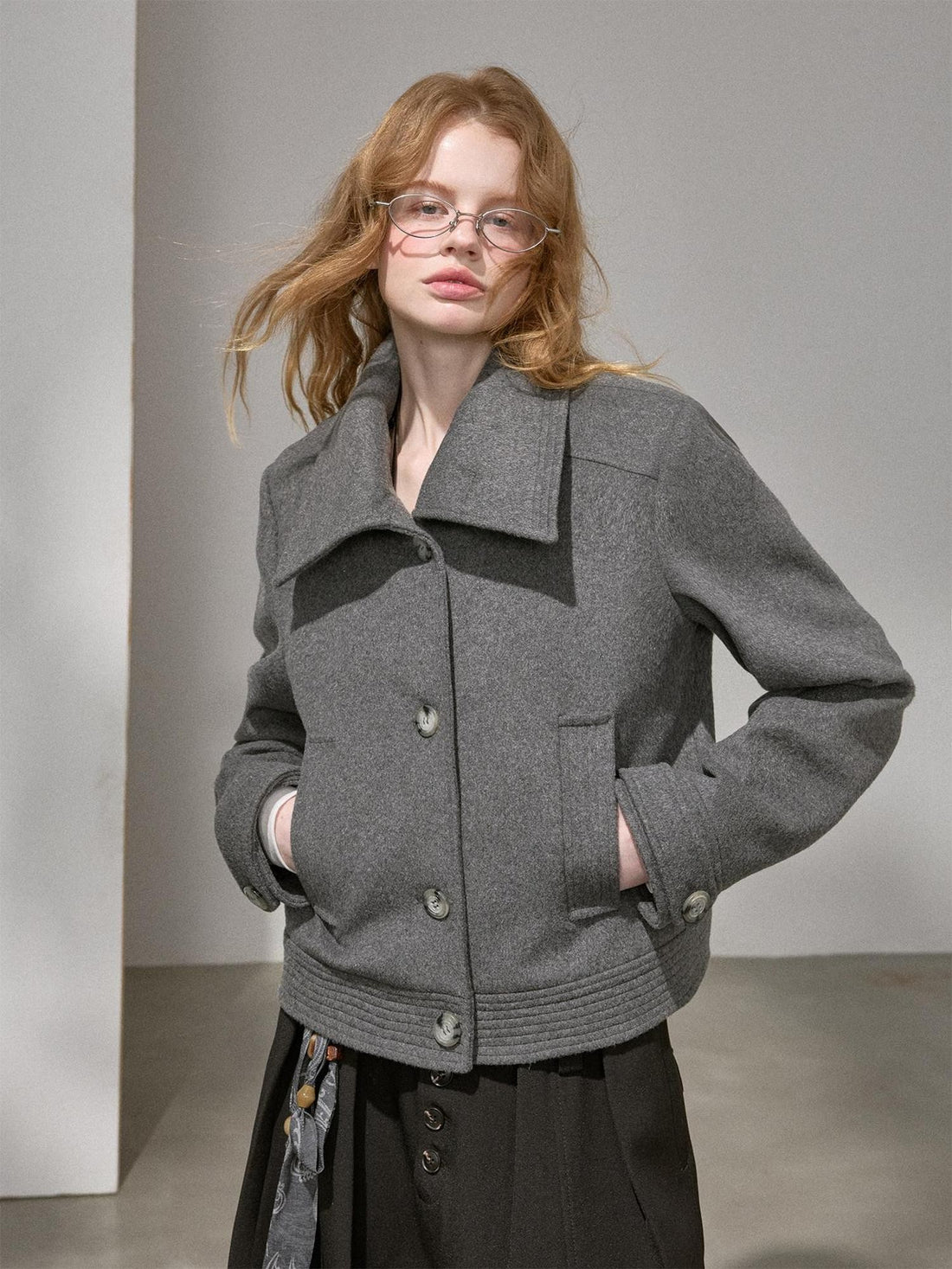 DIDDI MODA Gray Lapel Tailored Slim Fit Women&