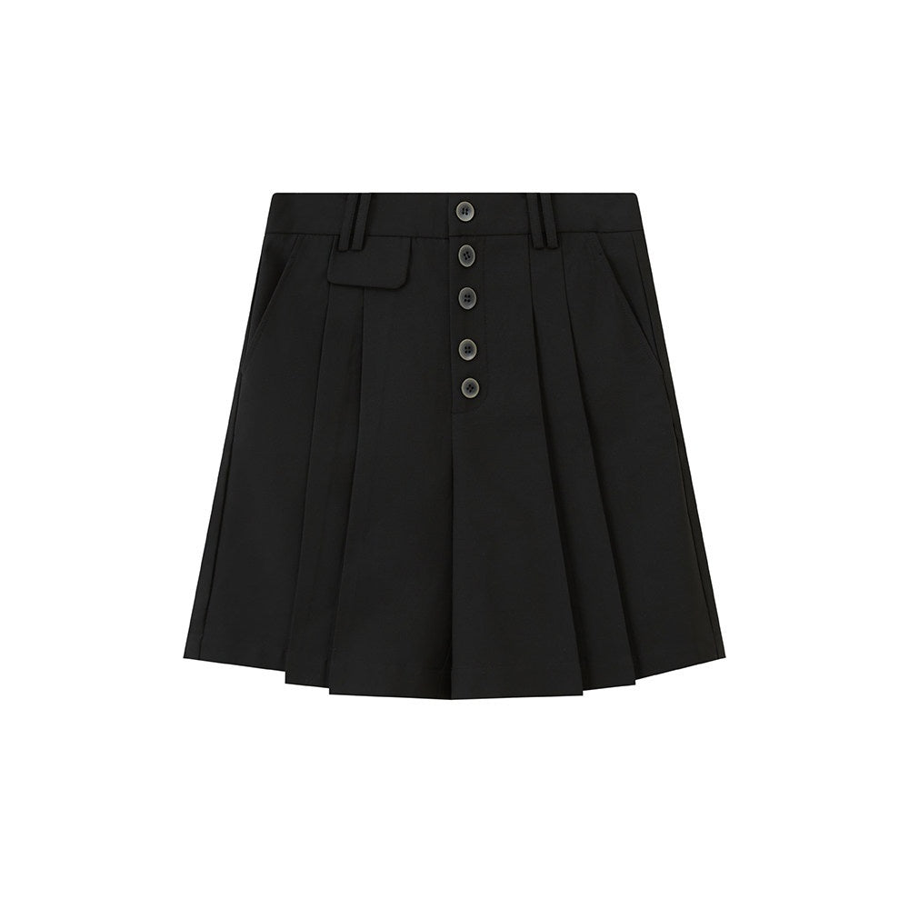 DIDDI_MODA_Gray_Pleated_Straight_Natural_Waist_Button_Front_Women&