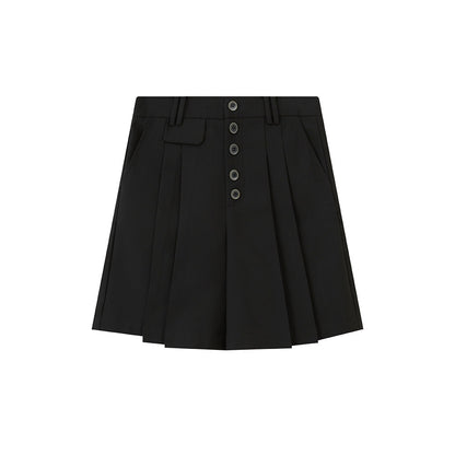 DIDDI_MODA_Gray_Pleated_Straight_Natural_Waist_Button_Front_Women&