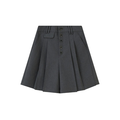 DIDDI_MODA_Gray_Pleated_Straight_Natural_Waist_Button_Front_Women&