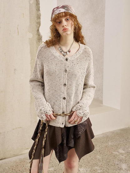 DIDDI MODA Hand Crochet Openwork Floral Vintage Loose Solid Women&