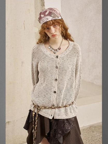 DIDDI MODA Hand Crochet Openwork Floral Vintage Loose Solid Women&
