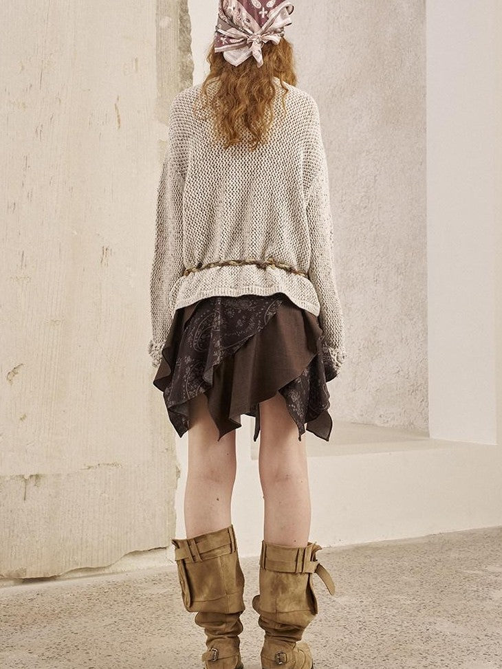 DIDDI MODA Hand Crochet Openwork Floral Vintage Loose Solid Women&