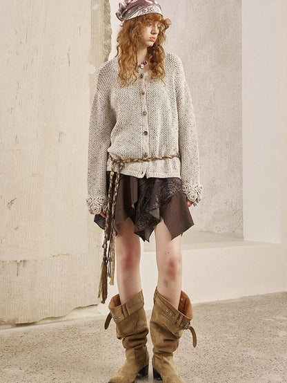 DIDDI MODA Hand Crochet Openwork Floral Vintage Loose Solid Women&